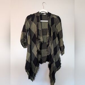 Maurices Plaid Open Front Kimono Cardigan